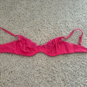 SKIMS Vibrant Pink Bra with Lace Detail
